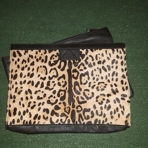 Leopard Print Fur Envelope Clutch